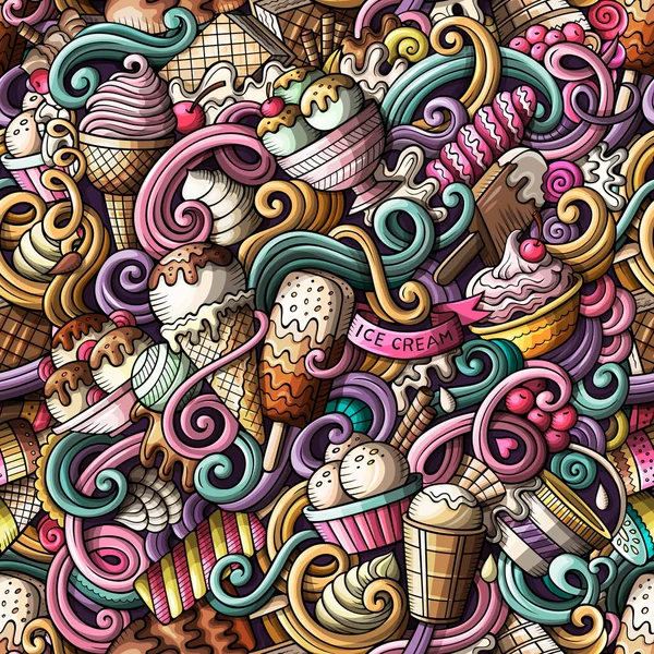 Мультфильм ручной работы мороженое каракули бесшовный узор — стоковое фото