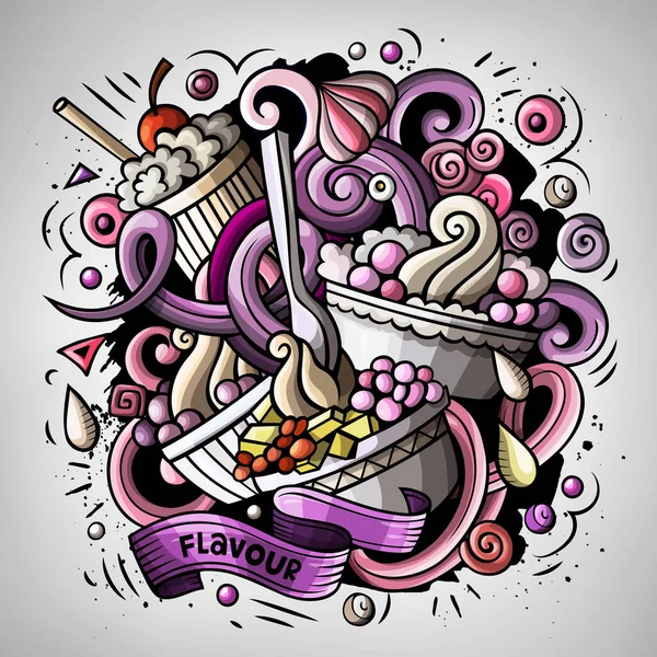 Мультфильм Милые каракули нарисованные вручную Иллюстрация мороженого — стоковое фото