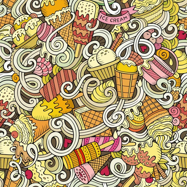 Dibujos animados dibujado a mano helado garabatos patrón sin costuras — Foto de Stock