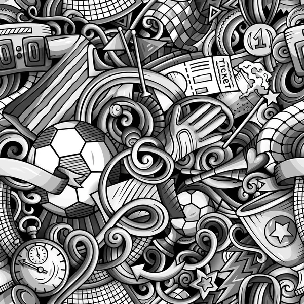 Desenhos animados doodles Futebol sem costura padrão — Fotografia de Stock