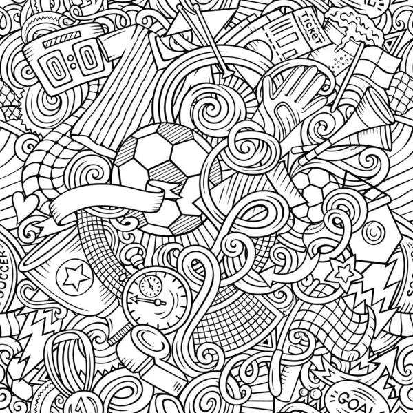 Desenhos animados doodles Futebol sem costura padrão — Fotografia de Stock