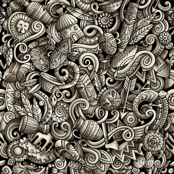 Tegneserie søde doodles håndtegnede Afrika sømløse mønster - Stock-foto