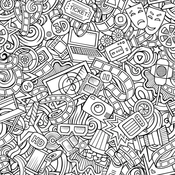 Tecknad söt doodles Cinema sömlösa mönster — Stockfoto