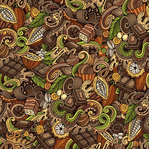 Шоколадные рисованные вручную каракули бесшовный узор. Какао-растровая иллюстрация . — стоковое фото