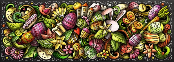 Feliz Pascua dibujado a mano dibujos animados garabatos ilustración . —  Fotos de Stock