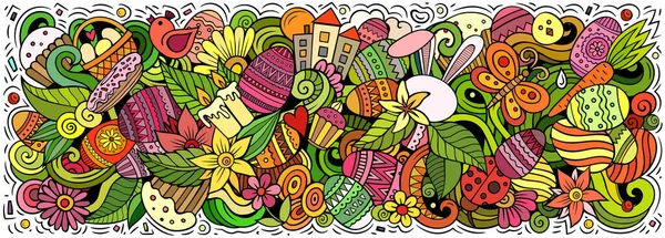 Szczęśliwy Wielkanoc ręcznie rysowane kreskówki doodles ilustracja. — Zdjęcie stockowe