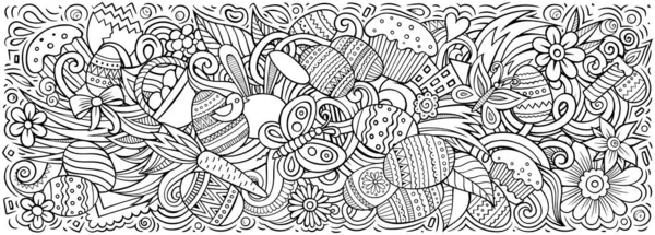 Joyeux Pâques dessiné à la main dessin animé gribouilles illustration . — Photo