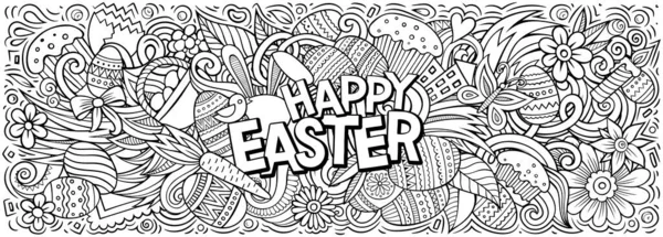 Boldog húsvéti kézzel rajzolt rajzfilm firka illusztráció. — Stock Fotó