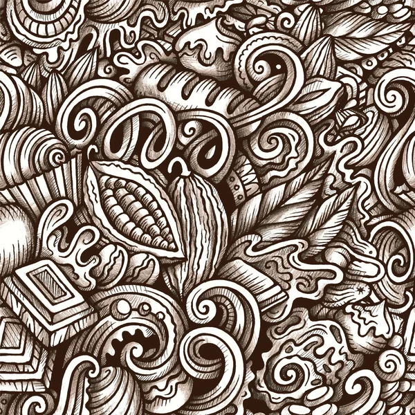 Čokoládové rastrové ručně kreslené čmáranice bezešvé vzor. — Stock fotografie