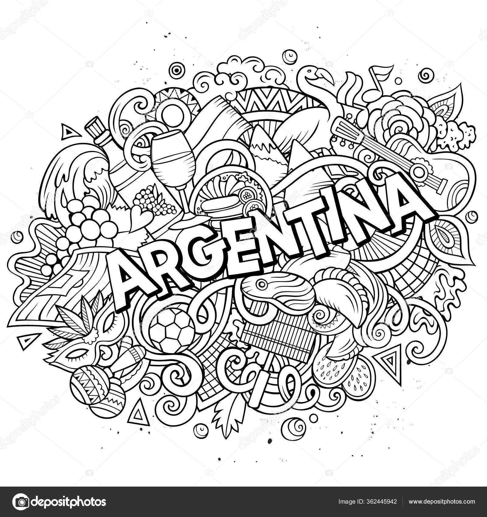 Argentina dibujado a mano dibujos animados garabatos ilustración