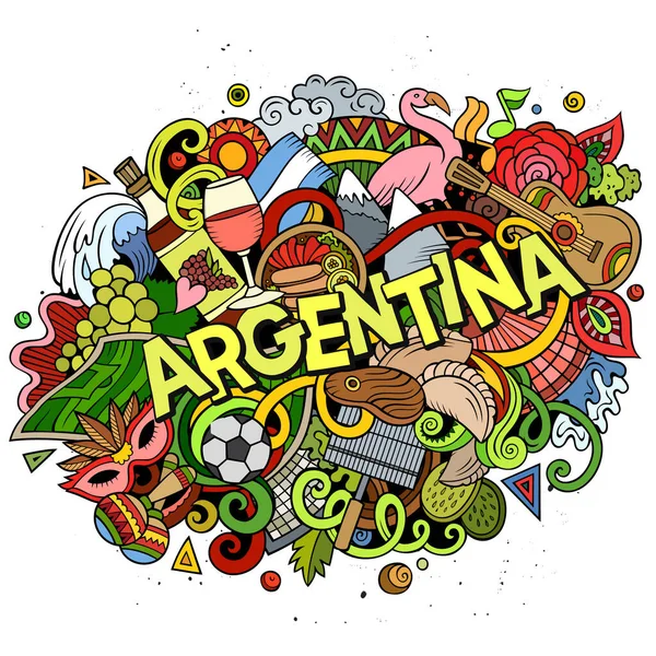 Argentina desenhado à mão desenho animado doodles ilustração. Design engraçado . — Fotografia de Stock