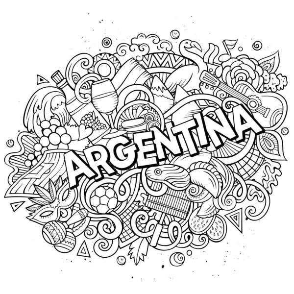 Argentina dibujado a mano dibujos animados garabatos ilustración. Diseño divertido . —  Fotos de Stock