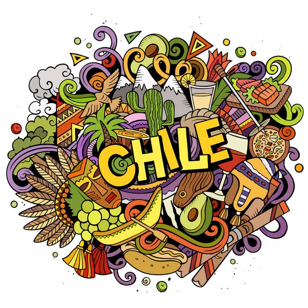 Chile ručně kreslené kreslené kreslené kreslené kresby ilustrace. Vtipný design. — Stock fotografie