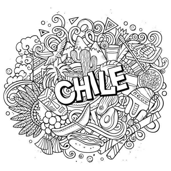 Chile ręcznie rysowane bazgroły ilustracji. Zabawny projekt.. — Zdjęcie stockowe