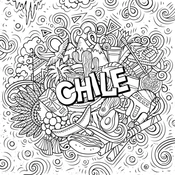 Chile ręcznie rysowane bazgroły ilustracji. Zabawny projekt.. — Zdjęcie stockowe