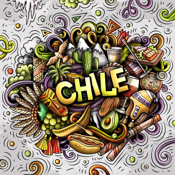 칠레가 그린 만화 낙서 그림입니다. 재미있는 설계. — 스톡 사진