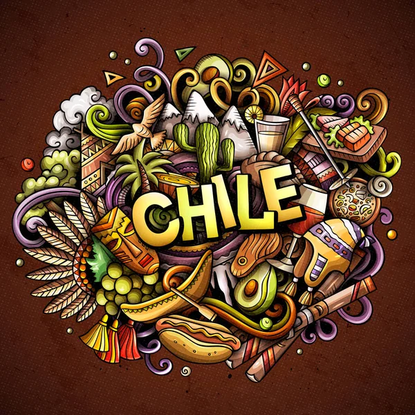 Chile dibujado a mano dibujos animados garabatos ilustración. Diseño divertido . —  Fotos de Stock