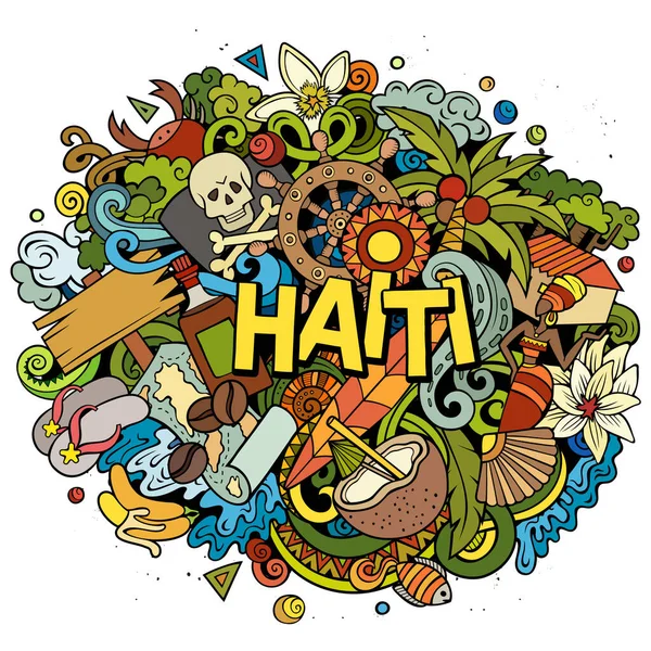 Haïti dessin à la main illustration de gribouillis de dessins animés. Design drôle. — Photo