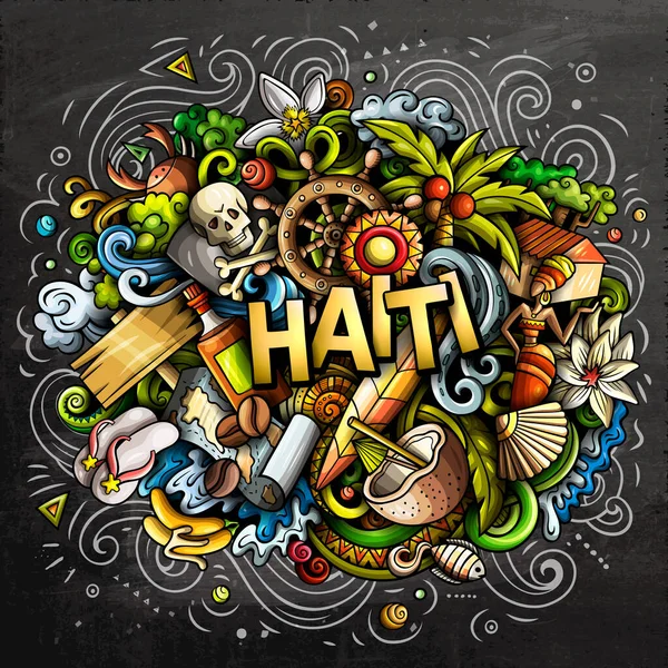 Haití dibujado a mano dibujos animados garabatos ilustración. Diseño divertido . — Foto de Stock