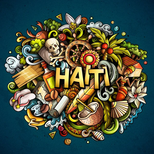 Haiti disegnato a mano fumetto scarabocchi illustrazione. Design divertente. — Foto Stock