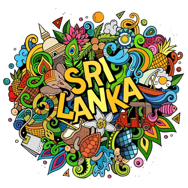 Иллюстрация рисованных вручную карикатурных каракулей Шри-Ланки. Смешной дизайн . — стоковое фото