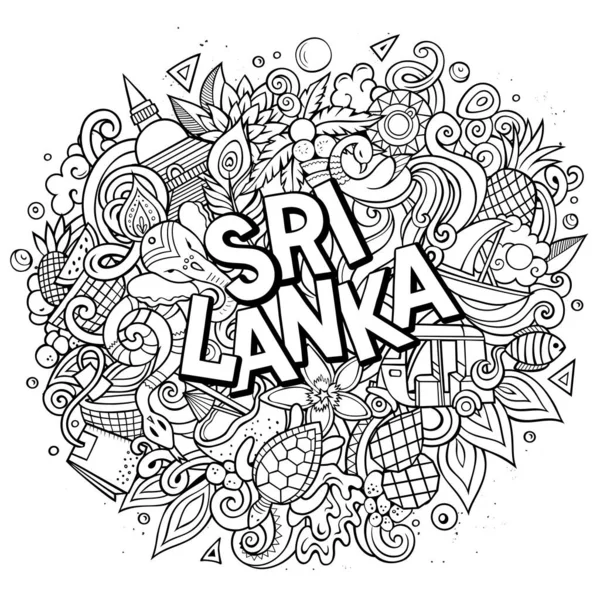 Srí Lanka ručně kreslené kreslené kreslené kreslené čmáranice ilustrace. Vtipný design. — Stock fotografie