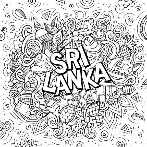 Sri Lanka hand drawn cartoon doodles illustration. Funny design.