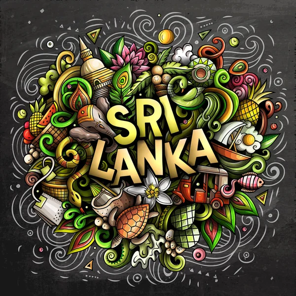 Sri Lanka dibujado a mano dibujos animados garabatos ilustración. Diseño divertido . —  Fotos de Stock