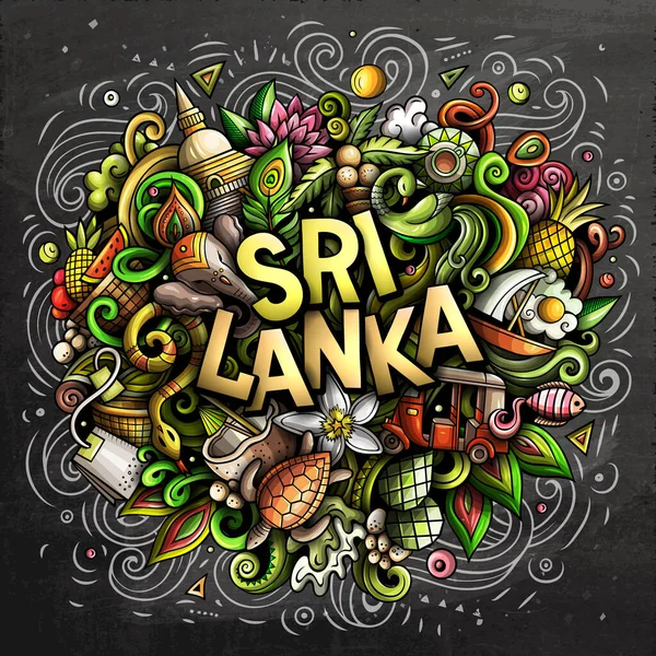 Sri Lanka dessin à la main illustration de gribouillis de dessins animés. Design drôle . — Photo