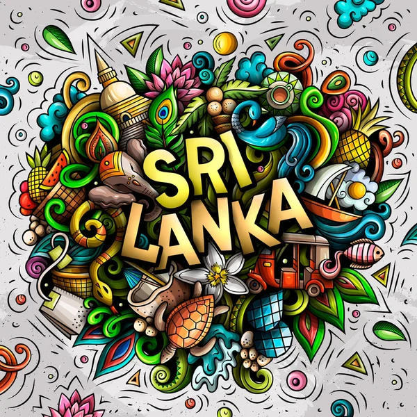Иллюстрация рисованных вручную карикатурных каракулей Шри-Ланки. Смешной дизайн . — стоковое фото