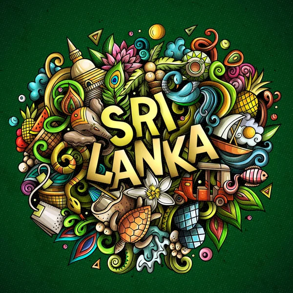 Sri Lanka met de hand getekend cartoon doodles illustratie. Grappig ontwerp. — Stockfoto