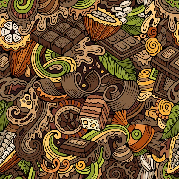 Schokolade handgezeichnete Doodles nahtlose Muster. Illustration zum Kakao-Raster. — Stockfoto