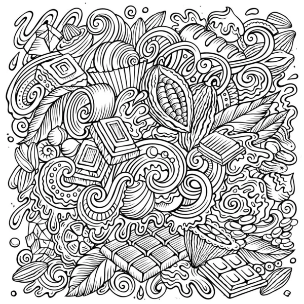 Chocolate mão desenhada raster doodles ilustração. Projeto de cartaz Choco — Fotografia de Stock