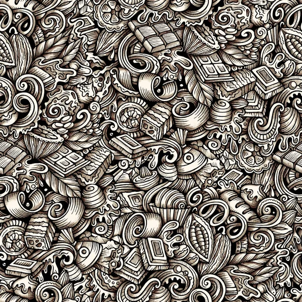 Choklad raster handritade doodles sömlösa mönster. — Stockfoto