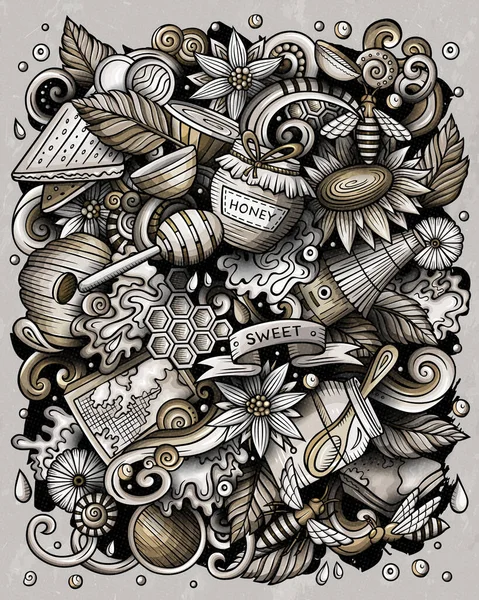 Kreskówka raster doodles Ilustracja miodu — Zdjęcie stockowe