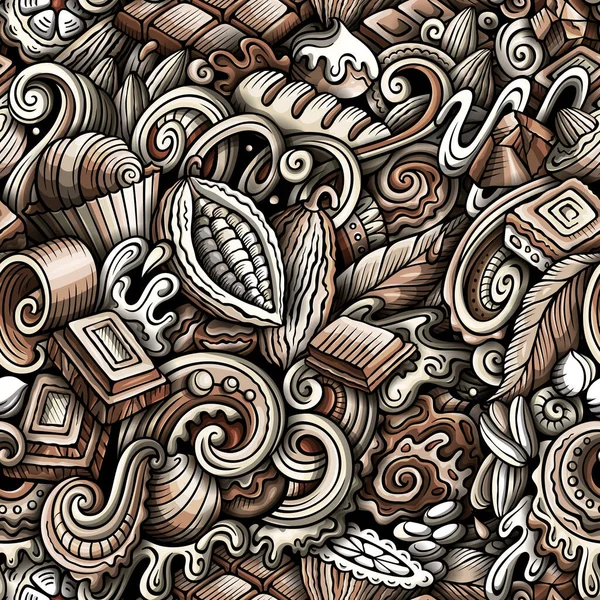 Chocolat griffes dessinées à la main motif sans couture. Illustration raster de cacao . — Photo