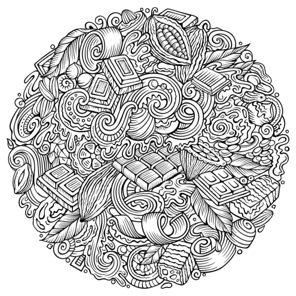 Chocolate mão desenhada raster doodles ilustração. Projeto de cartaz Choco — Fotografia de Stock