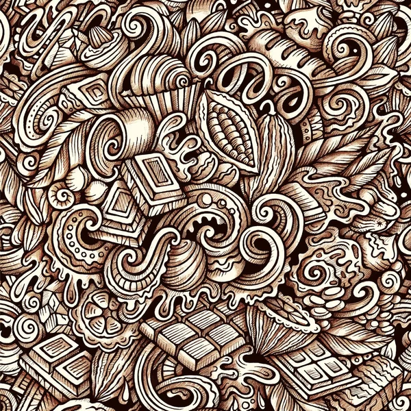 Chocolate raster hand drawn doodles seamless pattern. — Stock Photo, Image