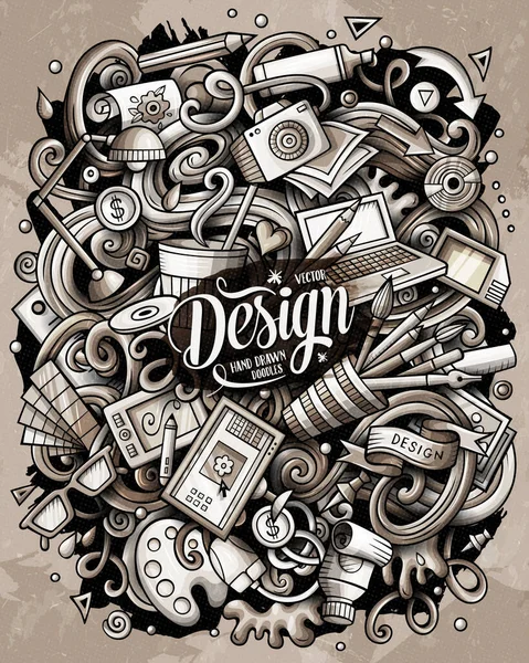 Zeichentrick-Raster-Doodles Illustration von Kunst und Design — Stockfoto