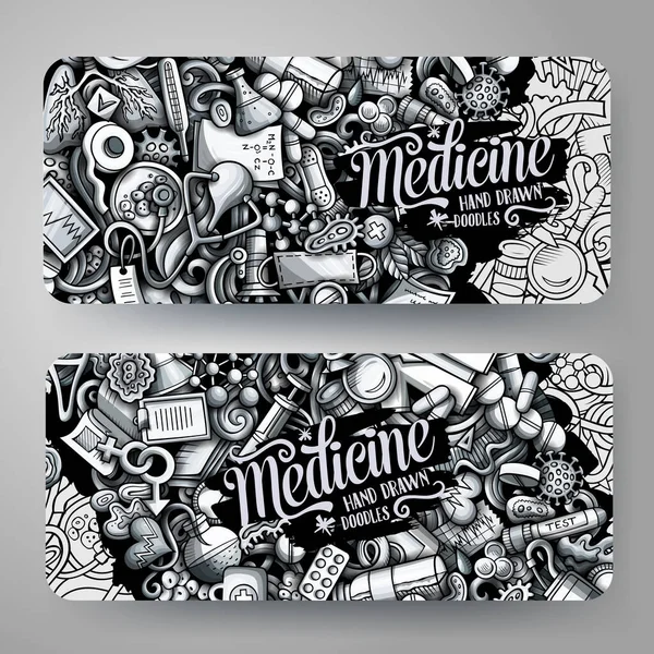 Medicina raster mão desenhado doodle banners design . — Fotografia de Stock