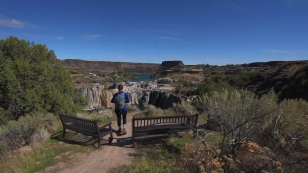 Shoshone Falls Girl prend des photos avec son smartphone — Video
