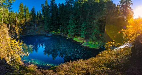 Tamolitch Blue Pool Oregon Sunset Panorama — Stockfoto