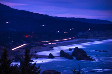 Oregon Coast manzara otoyol 101 yakınındaki geceleri