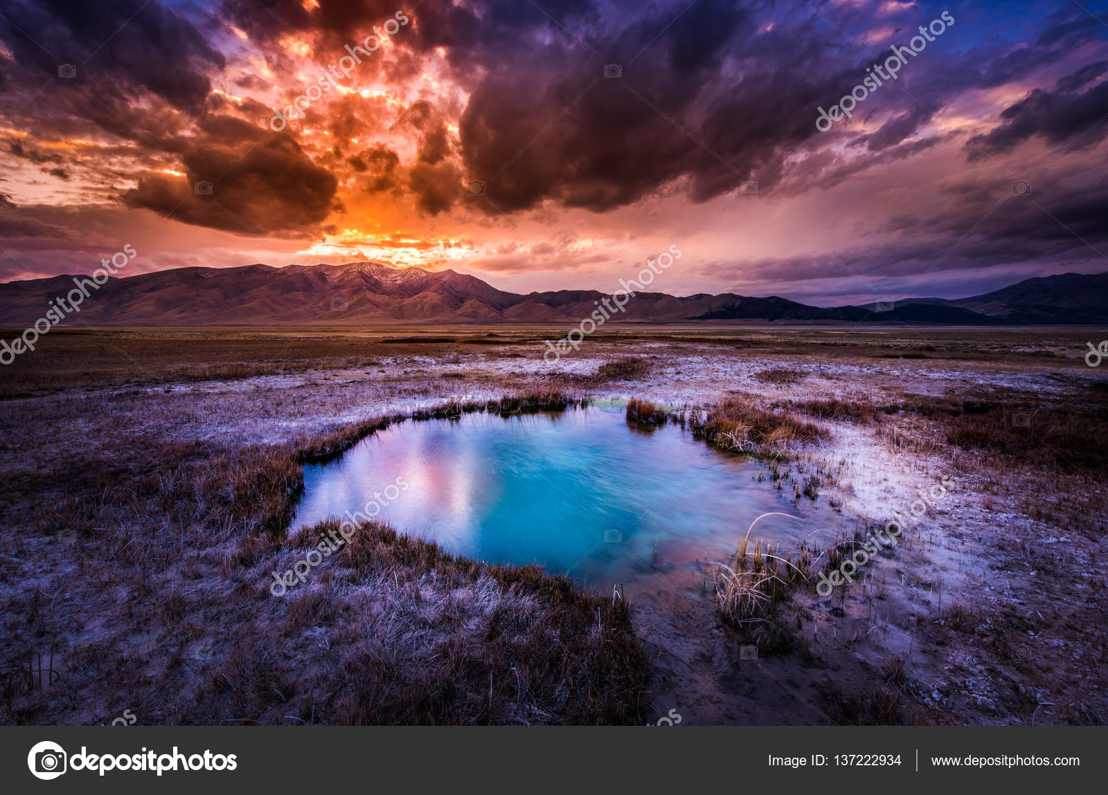 Hot Springs Nevada Ruby Valley after Sunset Stock Photo by ©kwiktor