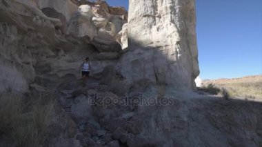 Wahweap Hoodoos Kanab yakınındaki keşfetmek backpacker kız