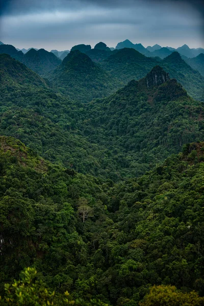 Halong Mountains Cat Ba, vista desde el pico Ngu Lam en el Kim G — Foto de Stock