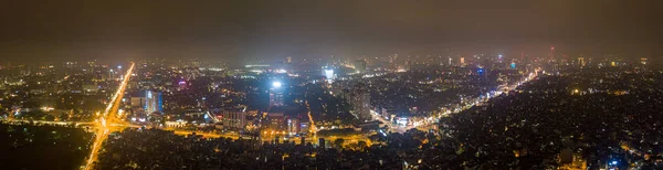 Hanoi Vietnam Panoramic shot at night of a Ho Xa Dan Street — Stock Photo, Image