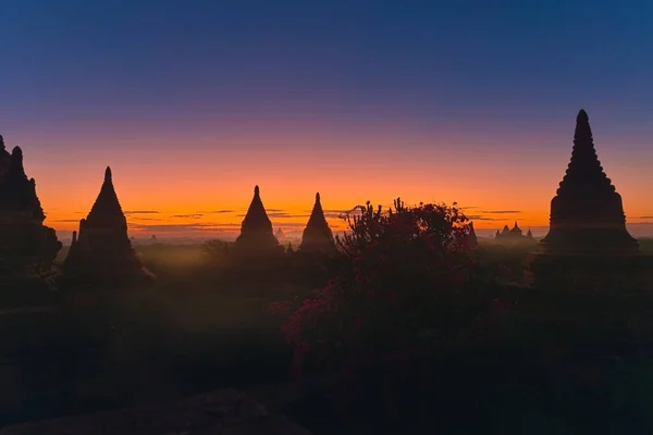 Bagan Myanmar Bell Shaped Pagodas Sunset — Stock Photo, Image