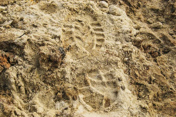 Imprint of a man's foot in shoes