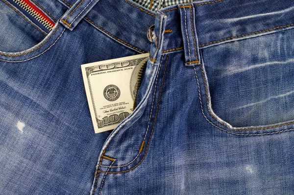Peníze Rozepnutých Kalhotách — Stock fotografie